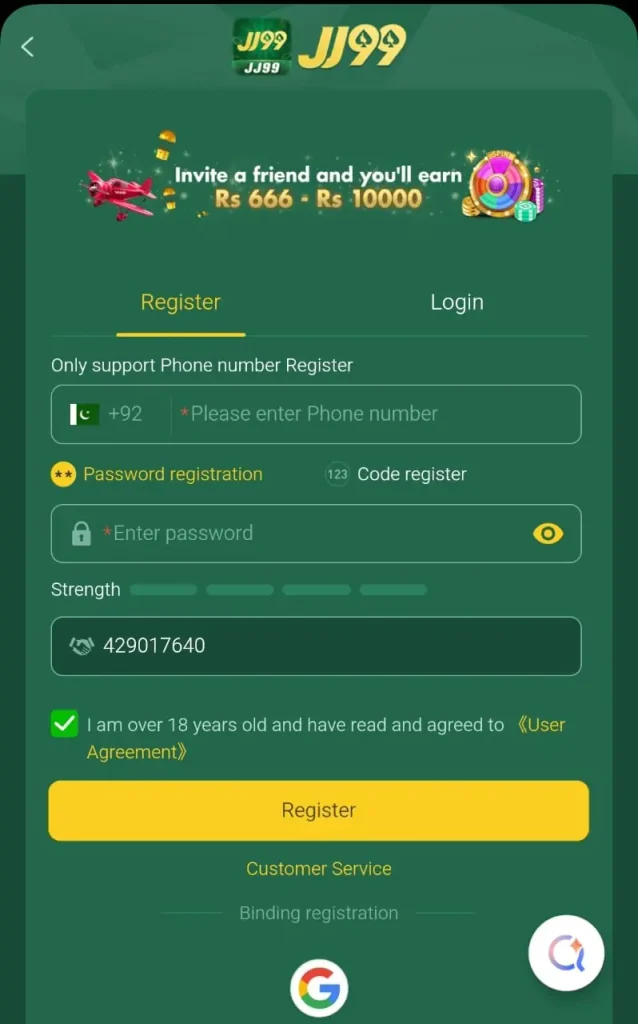 JJ99 APK Registration