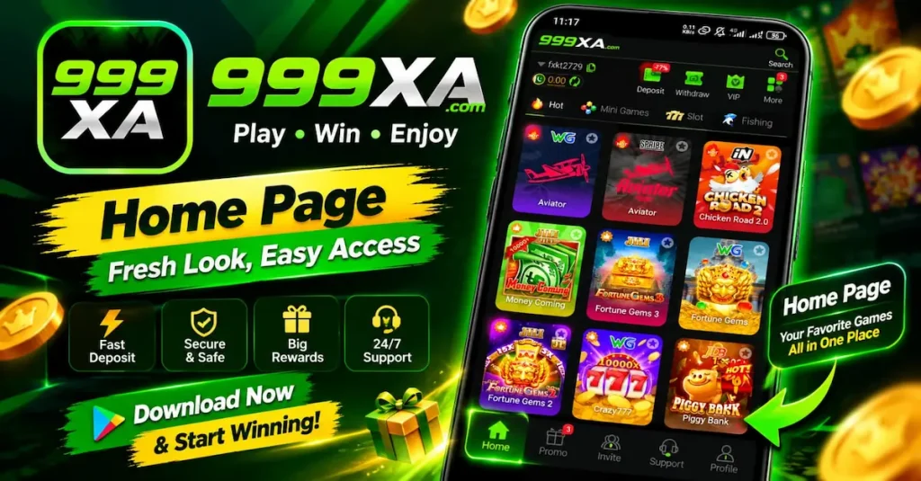 999XA Game Home Page Ineterface