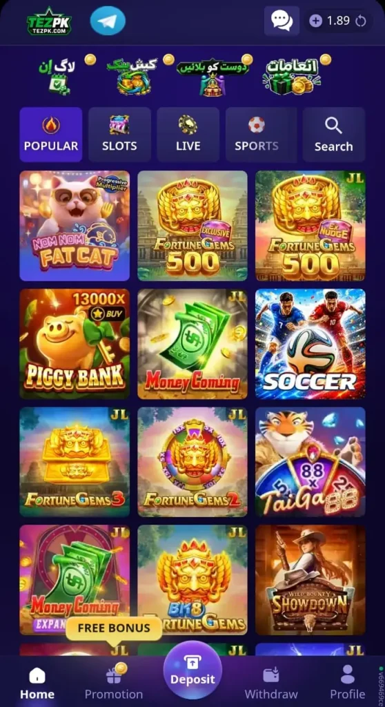 Tezpk Game Home Interface