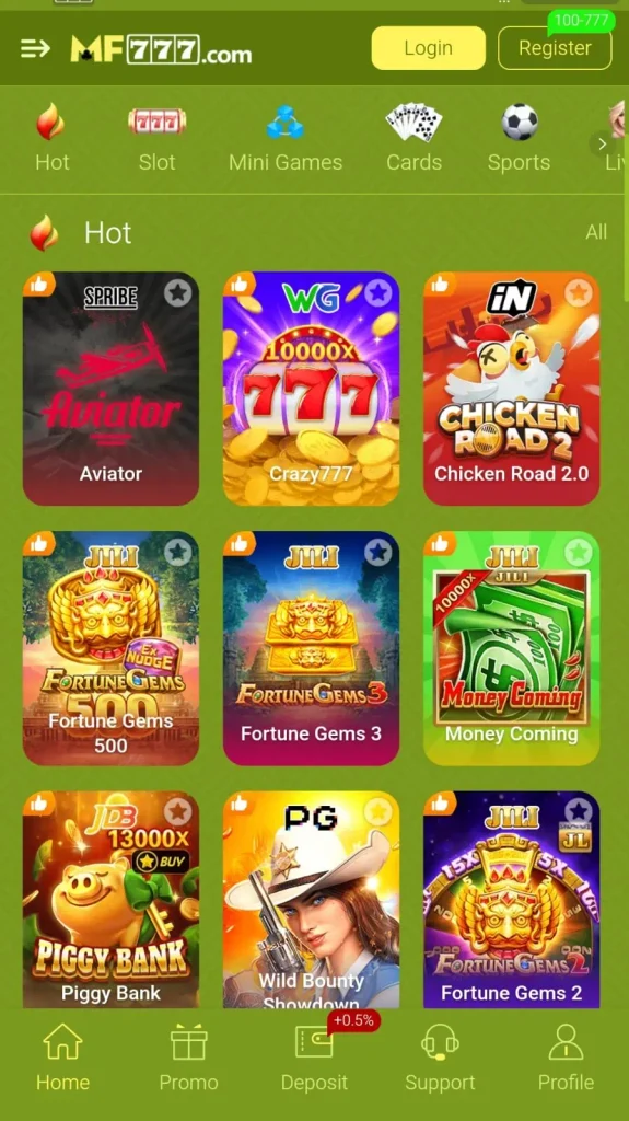 Simple Interface Of MF777 Game
